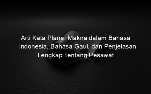 Arti Kata Plane: Makna dalam Bahasa Indonesia, Bahasa Gaul, dan Penjelasan Lengkap Tentang Pesawat