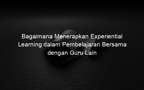 Bagaimana Menerapkan Experiential Learning dalam Pembelajaran Bersama dengan Guru Lain