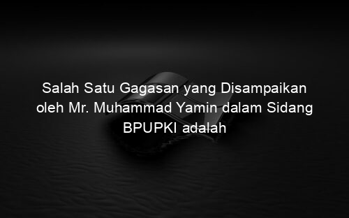 Salah Satu Gagasan yang Disampaikan oleh Mr. Muhammad Yamin dalam Sidang BPUPKI adalah