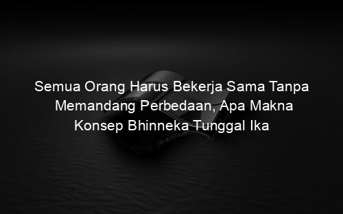 Semua Orang Harus Bekerja Sama Tanpa Memandang Perbedaan, Apa Makna Konsep Bhinneka Tunggal Ika