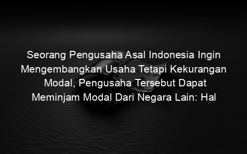 Seorang Pengusaha Asal Indonesia Ingin Mengembangkan Usaha Tetapi Kekurangan Modal, Pengusaha Tersebut Dapat Meminjam Modal Dari Negara Lain: Hal Tersebut Merupakan Bentuk Kerjasama di Bidang Apa?