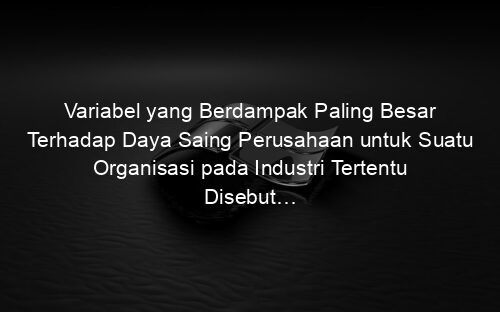 Variabel yang Berdampak Paling Besar Terhadap Daya Saing Perusahaan untuk Suatu Organisasi pada Industri Tertentu Disebut…