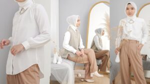 9 Style OOTD Kemeja Putih Hijab dengan Jeans, Rok, Kulot