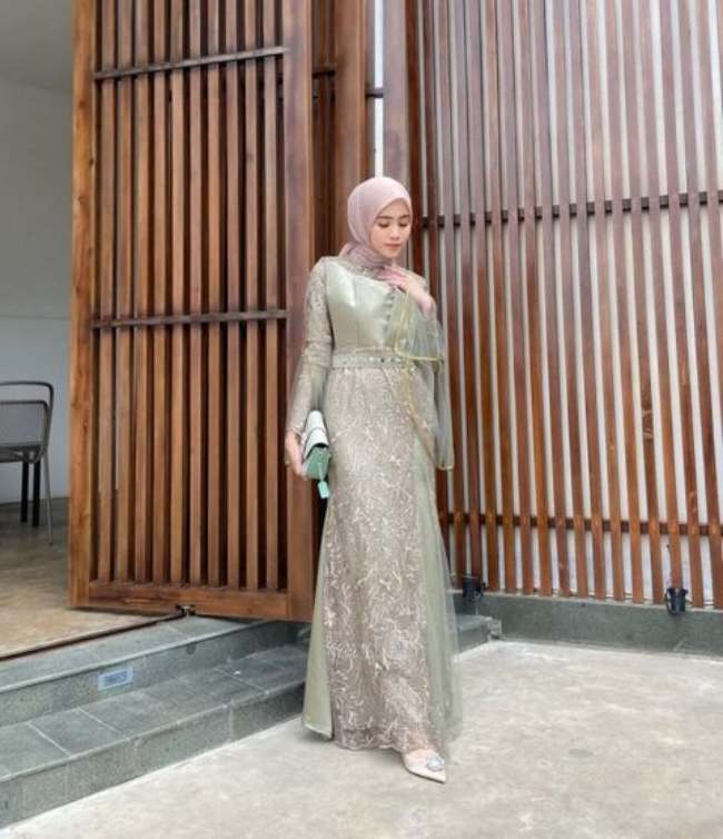 Long Dress Selempang Sage Green