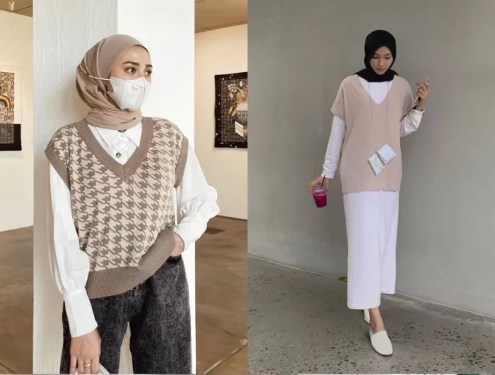 Paduan Kemeja Putih dan Outer Rajut
