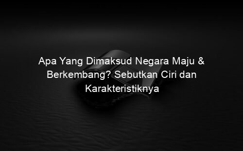 Apa Yang Dimaksud Negara Maju & Berkembang? Sebutkan Ciri dan Karakteristiknya