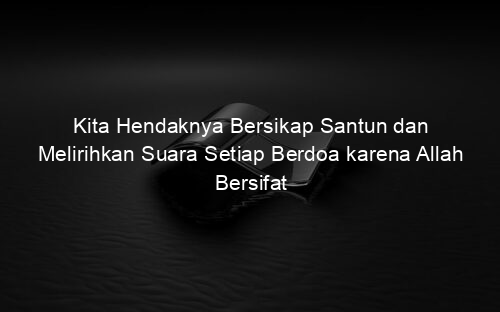 Kita Hendaknya Bersikap Santun dan Melirihkan Suara Setiap Berdoa karena Allah Bersifat