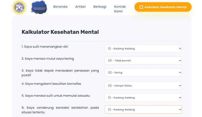 Kalkulator Tes Kesehatan Mental Online, Cek Mental Kamu Disini