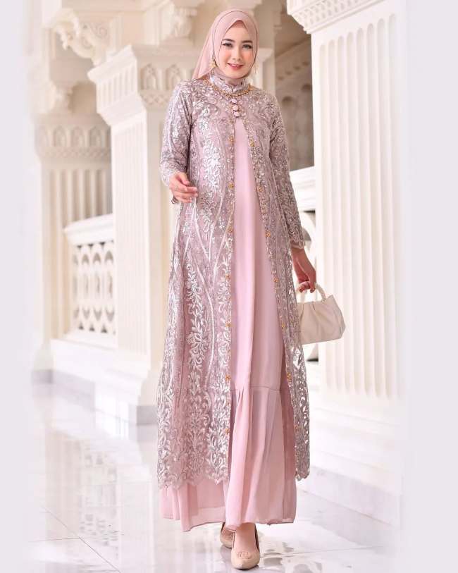 Dress Satin Rompi Brokat