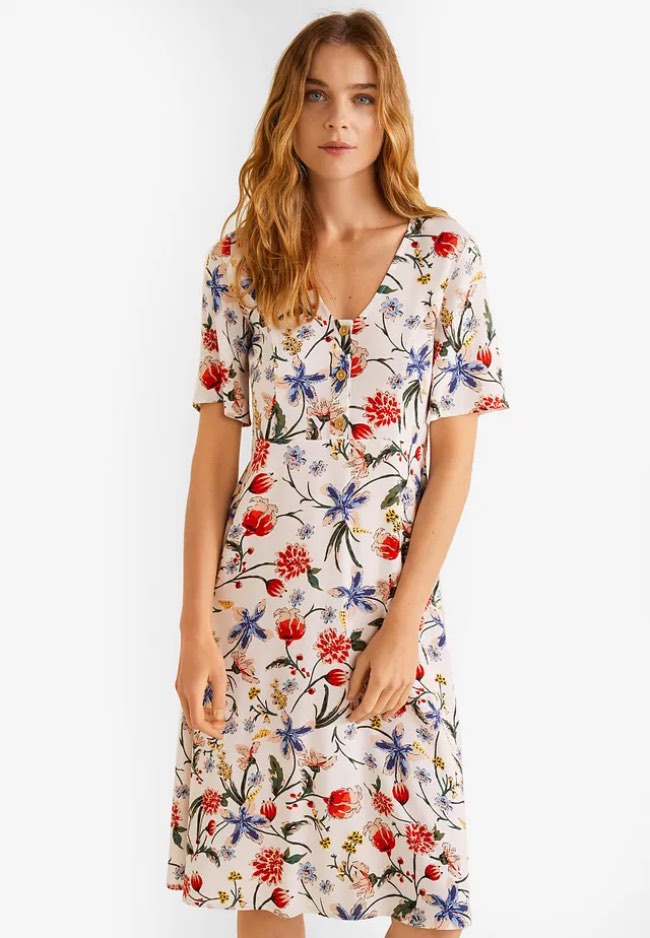 Midi Dress Bunga yang Feminim