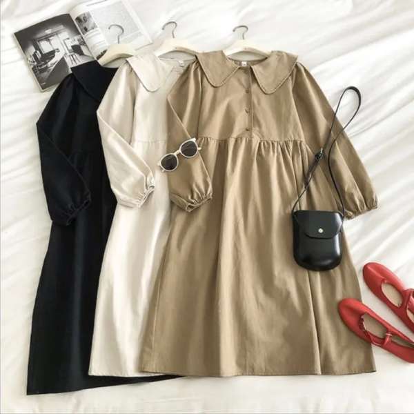 Tunik Kerah Bulat Korea dan Straight Rok Plisket