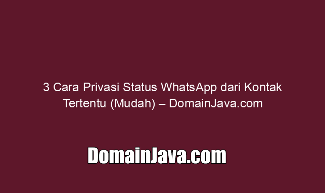 3 Cara Privasi Status WhatsApp dari Kontak Tertentu (Mudah) – DomainJava.com
