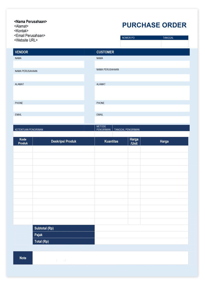 Pengertian, Fungsi, Cara Buat dan Contoh Purchase Order